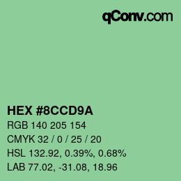 Color code: HEX #8CCD9A | qconv.com