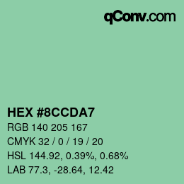 Color code: HEX #8CCDA7 | qconv.com