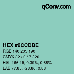 Color code: HEX #8CCDBE | qconv.com