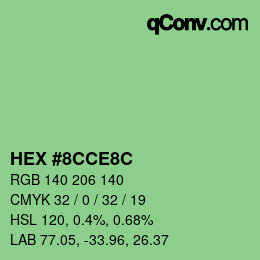 Color code: HEX #8CCE8C | qconv.com