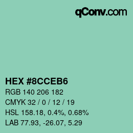 カラーコード: HEX #8CCEB6 | qconv.com