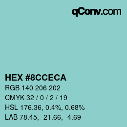 Color code: HEX #8CCECA | qconv.com