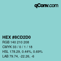 カラーコード: HEX #8CD2D0 | qconv.com