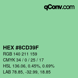 Color code: HEX #8CD39F | qconv.com