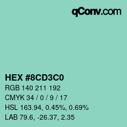 カラーコード: HEX #8CD3C0 | qconv.com