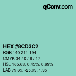 Color code: HEX #8CD3C2 | qconv.com