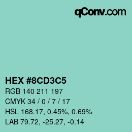 Color code: HEX #8CD3C5 | qconv.com