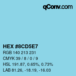 Farbcode: HEX #8CD5E7 | qconv.com