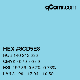 カラーコード: HEX #8CD5E8 | qconv.com