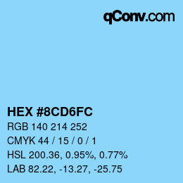 Farbcode: HEX #8CD6FC | qconv.com