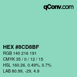 Farbcode: HEX #8CD8BF | qconv.com