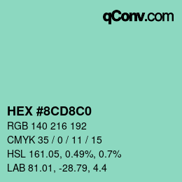 Color code: HEX #8CD8C0 | qconv.com
