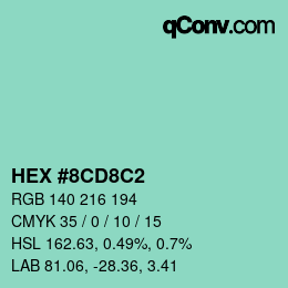 Color code: HEX #8CD8C2 | qconv.com