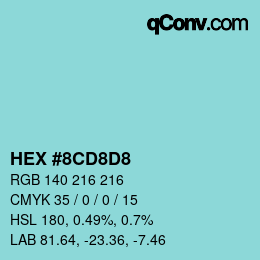 Código de color: HEX #8CD8D8 | qconv.com