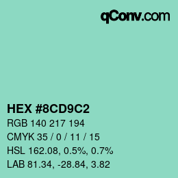 颜色代码: HEX #8CD9C2 | qconv.com