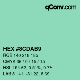 カラーコード: HEX #8CDAB9 | qconv.com