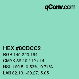 Color code: HEX #8CDCC2 | qconv.com