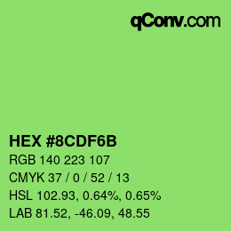 Color code: HEX #8CDF6B | qconv.com