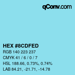 カラーコード: HEX #8CDFED | qconv.com