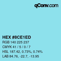 Farbcode: HEX #8CE1ED | qconv.com