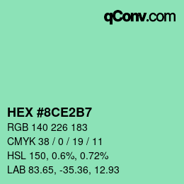 カラーコード: HEX #8CE2B7 | qconv.com