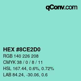 Color code: HEX #8CE2D0 | qconv.com