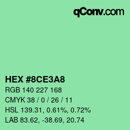 Color code: HEX #8CE3A8 | qconv.com
