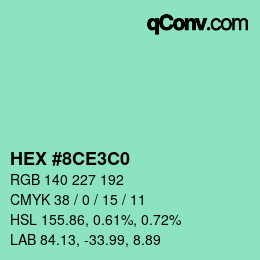 Color code: HEX #8CE3C0 | qconv.com