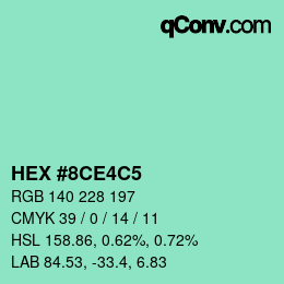 Color code: HEX #8CE4C5 | qconv.com