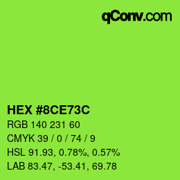 颜色代码: HEX #8CE73C | qconv.com