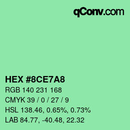 カラーコード: HEX #8CE7A8 | qconv.com
