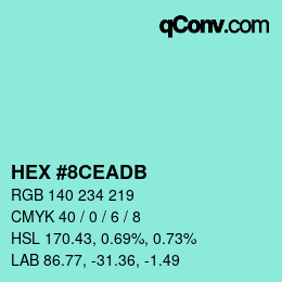Color code: HEX #8CEADB | qconv.com