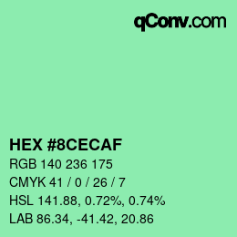 Color code: HEX #8CECAF | qconv.com