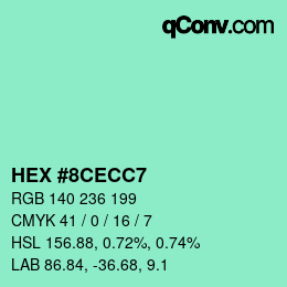 Color code: HEX #8CECC7 | qconv.com