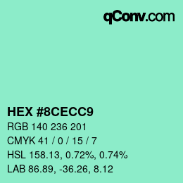 Color code: HEX #8CECC9 | qconv.com
