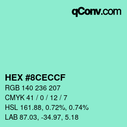 Color code: HEX #8CECCF | qconv.com