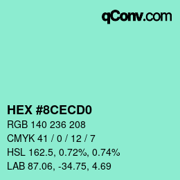 Color code: HEX #8CECD0 | qconv.com