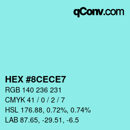 Color code: HEX #8CECE7 | qconv.com