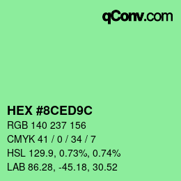 Color code: HEX #8CED9C | qconv.com