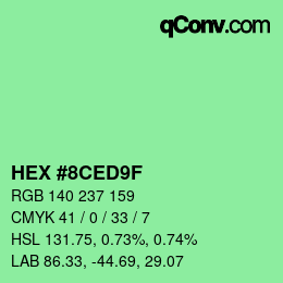 Color code: HEX #8CED9F | qconv.com