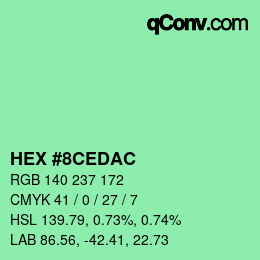 Color code: HEX #8CEDAC | qconv.com