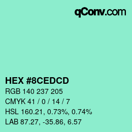 カラーコード: HEX #8CEDCD | qconv.com