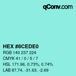 Color code: HEX #8CEDE0 | qconv.com