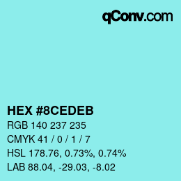 Color code: HEX #8CEDEB | qconv.com