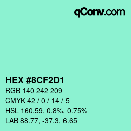 Color code: HEX #8CF2D1 | qconv.com