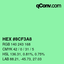 颜色代码: HEX #8CF3A8 | qconv.com