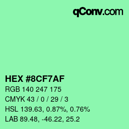Color code: HEX #8CF7AF | qconv.com