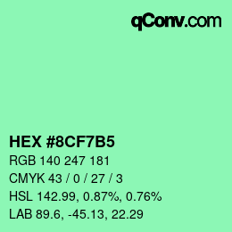 颜色代码: HEX #8CF7B5 | qconv.com