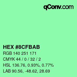 Color code: HEX #8CFBAB | qconv.com