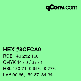 カラーコード: HEX #8CFCA0 | qconv.com
